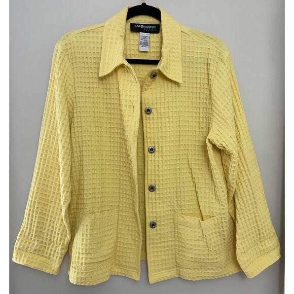Vintage Eclectic Grandma Cottagecore Retro Capsule Yellow Cotton Waffle Coat M/L - Picture 1 of 6